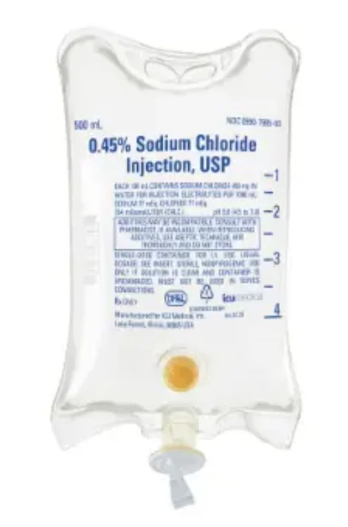 0.45% Sodium Chloride Injection, USP, 500 mL, 24/Cs