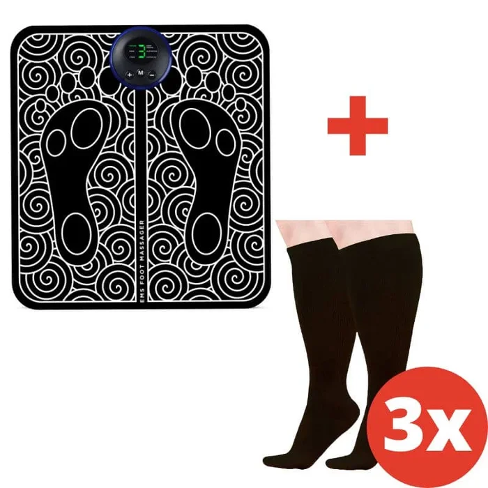 1x NMES Foot Massager + 3 Pairs Extra Wide Compression Socks (fmed)