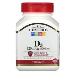 21st Century Vitamin Supplement 21st Century Vitamin D / Calcium 5000 IU Strength Tablet 110 per Bottle, 1/BO