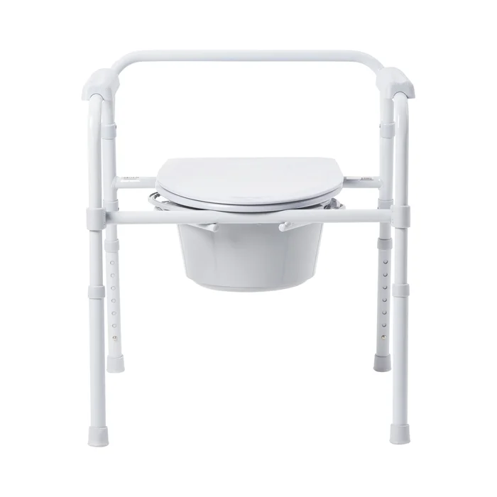 3-in-1 Commode Chair McKesson Fixed Arms Steel Frame Back Bar 13-1/2 Inch Seat Width 350 lbs. Weight Capacity