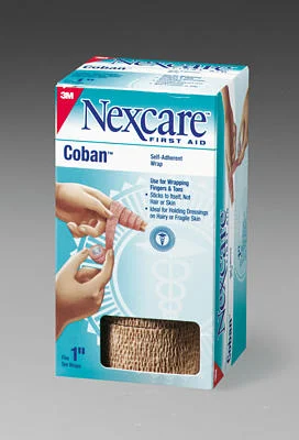 3M Coban Self Adherent Wrap, Tan, 1″ x 5 yd, 30/bx