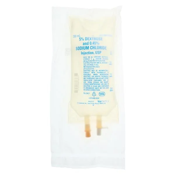 5% Dextrose and 0.45% Sodium Chloride Injection, USP, 250 mL, 24/Cs