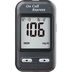 Acon Labs Blood Glucose Meter Kit On Call® Express 4 Seconds Stores Up To 300 Results No coding, 4/BX, 6BX/CS