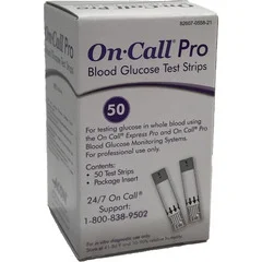 Acon Labs Blood Glucose Test Strips On Call Pro 50 Strips per Box No Coding Required For On Call Pro Blood Glucose Monitoring System, 50 EA/BX