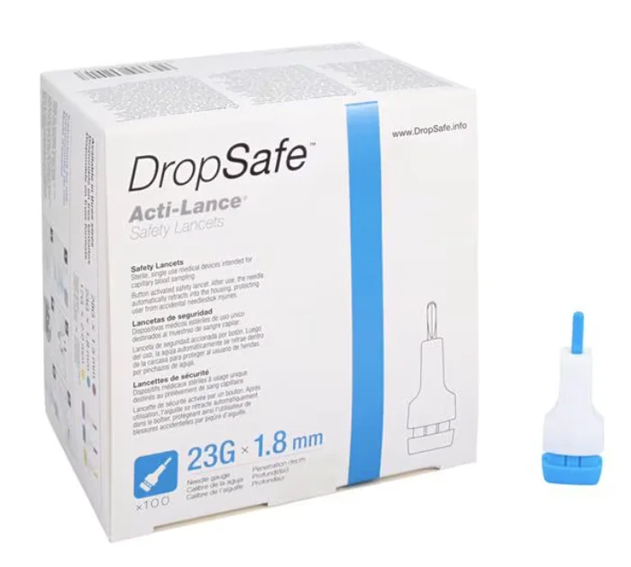 Acti-Lance Safety Lancet 23g x1.8mm Safety, 100/Box