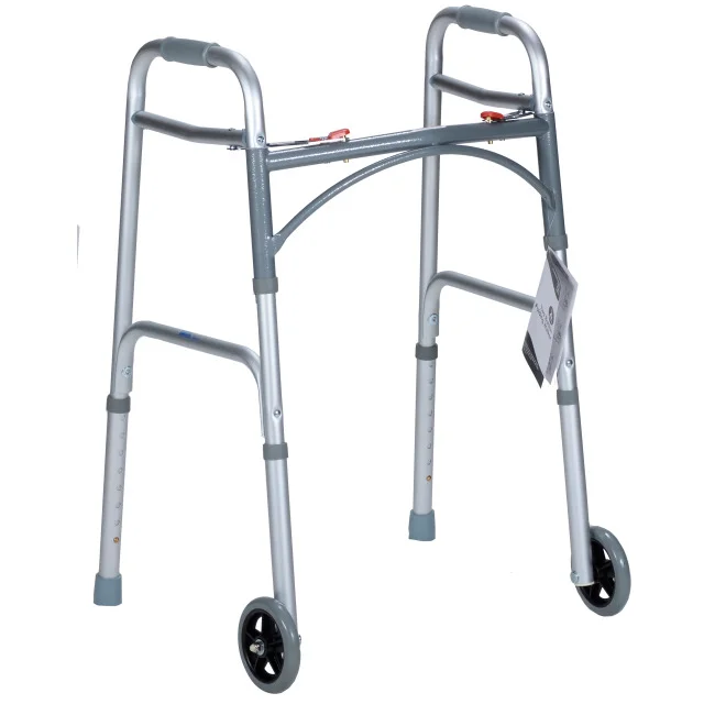 Adult Two Button Folding Walker with 5″ Wheels,4/cs