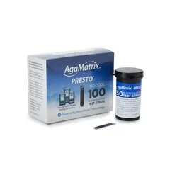 Agamatrix Blood Glucose Test Strips Wavesense Presto 100 Strips per Box No Coding Required For Wavesense Presto Blood Glucose Monitoring System, 12 EA/CS