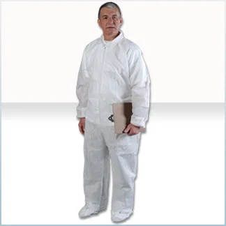 AlphaGuard Coveralls, Elastic Wrist, Ankle & Back, Serged Seams, Blue, Medium, 25/cs