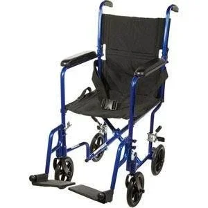 Aluminum Transport Chair, 19″, Red Frame, Black Upholstery