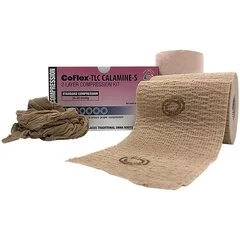 Andover Coated Products 2 Layer Compression Bandage System CoFlex TLC Calamine with Indicators 4″ x 6 Yard / 4″ x 7 Yard 35 to 40 mmHg Self-adherent / Pull On Closure Tan Standard NonSterile, 2 EA/BX