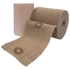 Andover Coated Products 2 Layer Compression Bandage System CoFlex TLC Calamine with Indicators 4 Inch X 6 Yard / 4 Inch X 7 Yard 20 to 30 mmHg Self-adherent / Pull On Closure Tan NonSterile, 1/BX