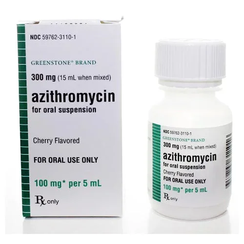 Azithromycin Oral Suspension Solution 100mg, Cherry Flavor (Rx)