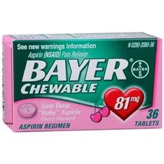 Bayer Pain Relief Bayer® 81 mg Strength Aspirin Chewable Tablet 36 per Bottle