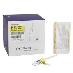 BD Closed IV Catheter Nexiva 24 Gauge 3/4″ Sliding Safety Needle, 80 EA/CS
