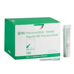 BD Hypodermic Needle PrecisionGlide Without Safety 21 Gauge 1″ Length, 1000 EA/CS