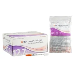 BD Insulin Syringe with Needle Ultra-Fine 0.3 mL 30 Gauge 1/2″ Attached Needle Without Safety, 50 EA/CS