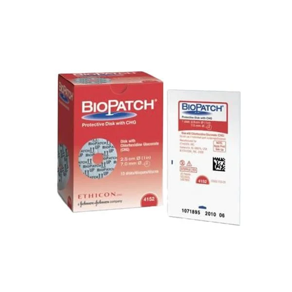 Bio-Patch CHG Antmcrbl Dressing Dressing 1 Strl Dsk 7mm Adhs Hi Abs LF, 10/BX