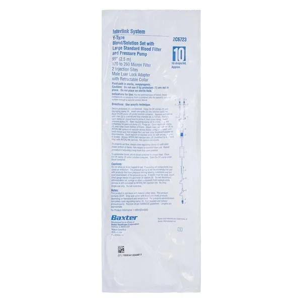 Blood Blood Transfusion Set 2 Interlink Y-Injection Sites 99″ 10 Drops/mL Ea, 48/Case