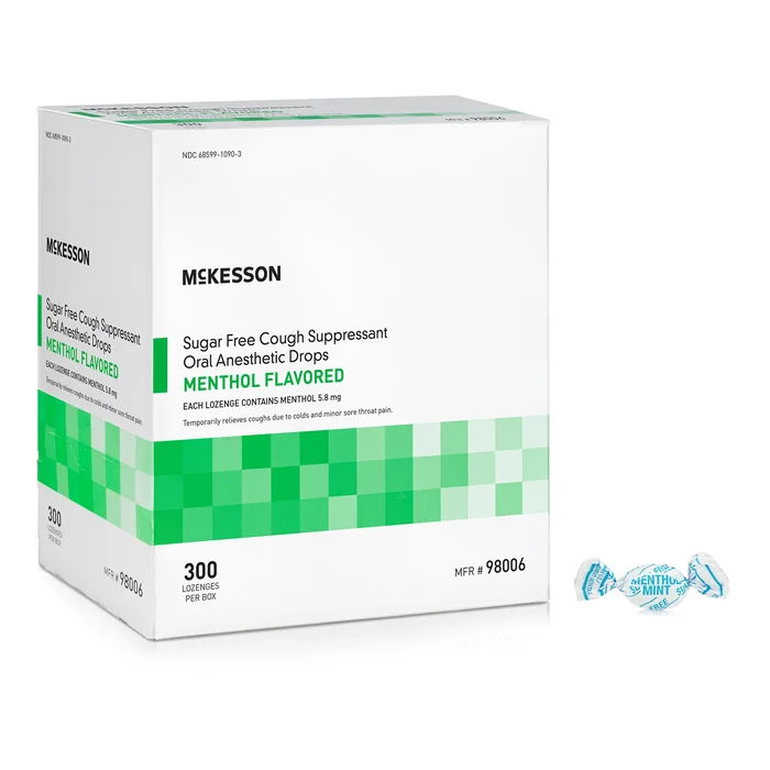 Cold and Cough Relief McKesson Brand 7.6 mg Strength Lozenge 300 per Box, 98006