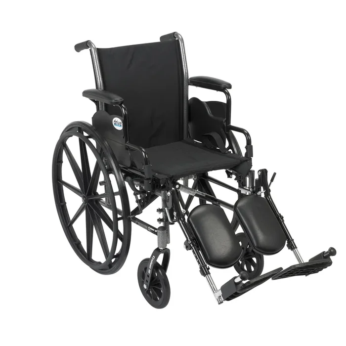 Cruiser III Light Weight Wheelchair with Flip Back Removable Arms, Desk Arms, Elevating Leg Rests, 20″ Seat
