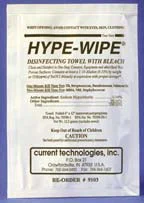 Current Technologies Mini HYPE-WIPE Bleach Towelettes, 3″ x 3″, 100/cs