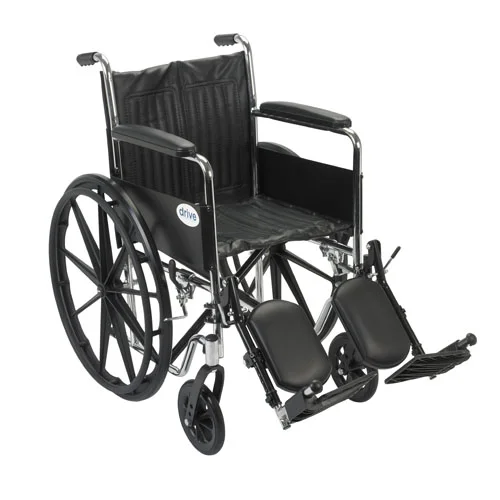 Drive Chrome Sport Wheelchair, Fixed Arms, Leg rest, 18″