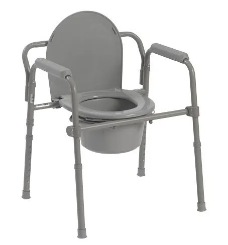 Drive Deluxe Folding Steel Bedside Commode, 16.5″ Seat Depth, 4/CS