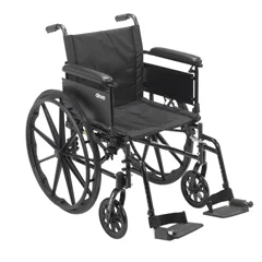 Drive Medical Cruiser X4 Lightweight Dual Axle Wheelchair with Adjustable Detachable Arms, Full Arms, Swing Away Footrests, 18 Seat