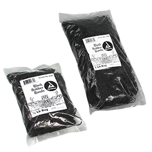 Dynarex Black Rubber Bands, 1 lb. bag, 25bgs/cs