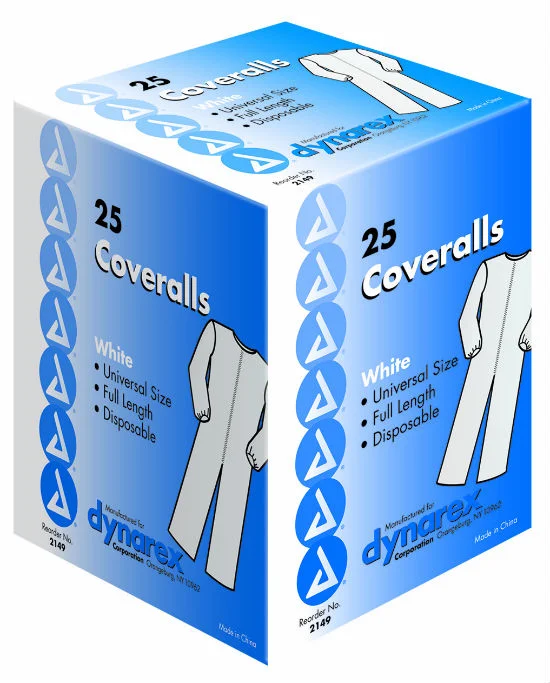 Dynarex Disposable Coverall, White, Universal Size, 25/cs