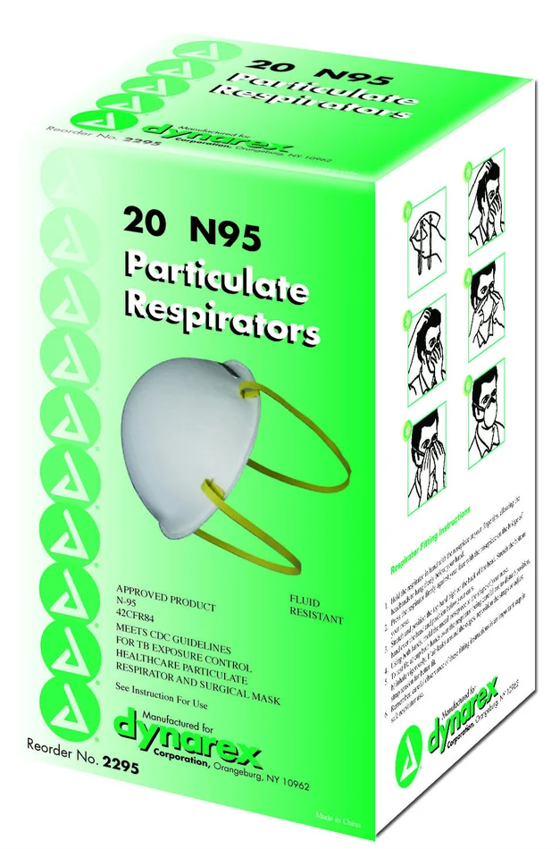 Dynarex N95 High Efficiency Particulate/Cone Respirator Mask, 240/cs