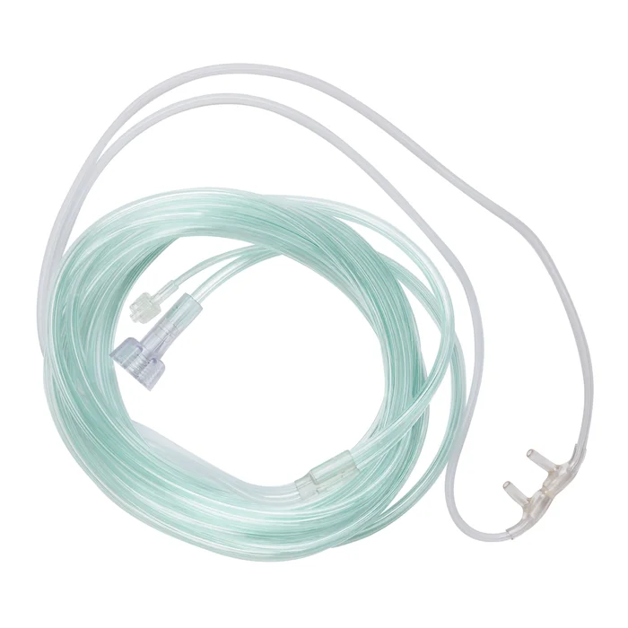 ETCO2 Nasal Sampling Cannula with O2 Delivery McKesson Adult Curved Prong / NonFlared Tip 10 Foot O2 Line