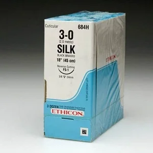 Ethicon Perma-Hand Sutures, Braided, Black, 0, 10-30″, 12/bx