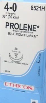 Ethicon Prolene Non-Absorbable Suture, Taper Point, 1/2 Circle, 26mm, 90cm, Size 4-0, 36/bx