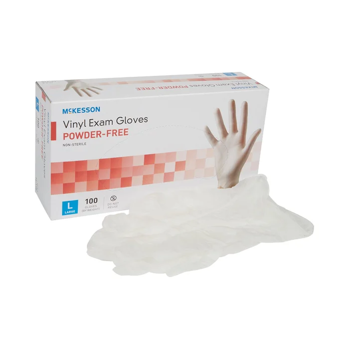 Exam Glove McKesson Large NonSterile Vinyl Standard Cuff Length Smooth Clear Not Rated