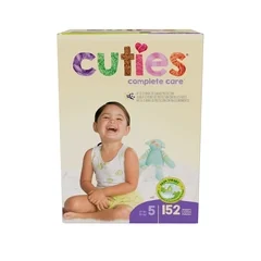 First Quality Baby Diaper Cuties® Complete Care Tab Closure Size 5 Disposable Heavy Absorbency, 152/CS