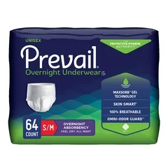 First Quality Unisex Adult Absorbent Underwear Prevail Overnight Pull On with Tear Away Seams Small / Medium Disposable Heavy Absorbency, 64/CS - Image 4