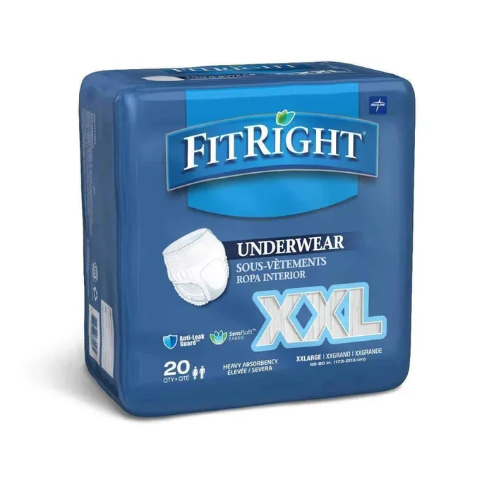 FitRight Adult Incontinence Underwear Heavy Absorbency – XX-Large, 68″-80″ Case 80
