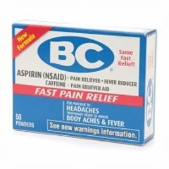 Glaxo Smith Kline Pain Relief BC® 845 mg – 65 mg Strength Aspirin / Caffeine Powder 50 per Box