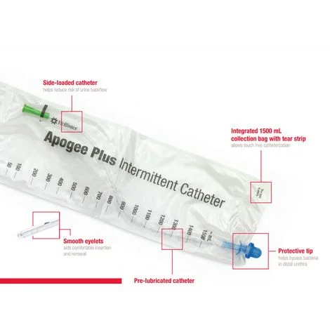 Hollister Apogee Plus Touch Free Red Rubber Intermittent Catheter