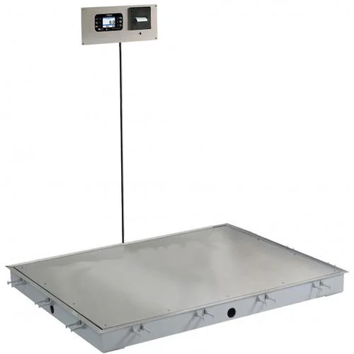 In-Floor Dialysis Scale, 48″x48″ SS Deck, Hand Rail, 855 Recessed Wall-Mount Indicator w/ Printe