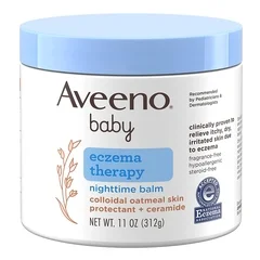 Johnson & Johnson Eczema Cream Aveeno® Baby Eczema Therapy Nighttime Balm 11 oz. Jar Unscented Ointment