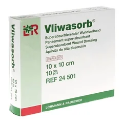 Lohmann & Rauscher Super Absorbent Dressing Vliwasorb 4 X 4 Inch Polyethylene / Polypropylene / Cellulose / Sodium Polyacrylate Square Sterile, 10/BX