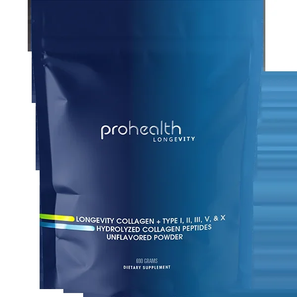 Longevity Collagen + TYPE I, II, III, V, & X Hydrolyzed Collagen Peptides Unflavored Powder – 690 grams