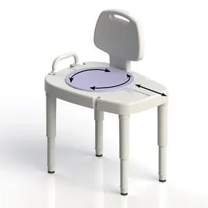 Maddak Sliding Rotating Transfer Bench: 30″ W x 20-1/2″ D, 1 Count