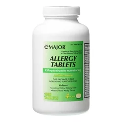 Major Pharmaceuticals Allergy Relief Major 4 mg Strength Tablet 1,000 per Bottle, 1/BT