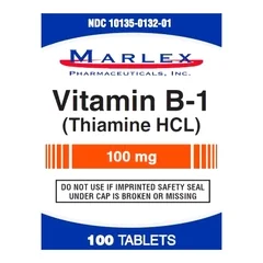 Marlex Pharmaceutical Vitamin B Complex Thiamine HCl 100 mg Tablet Bottle 100 Tablets