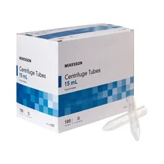 McKesson Centrifuge Tube Conical Bottom Plain 15 mL Without Color Coding Without Closure Polystyrene Tube, 100 EA/BX