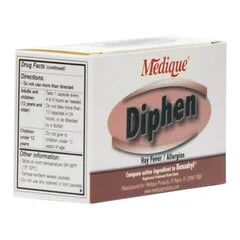 Medique Products Allergy Relief Diphen 25 mg Strength Caplet 24 per Box, 25/CS