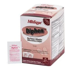 Medique Products Allergy Relief Diphen 25 mg Strength Tablet 200 Packets Per Box, 200/BX